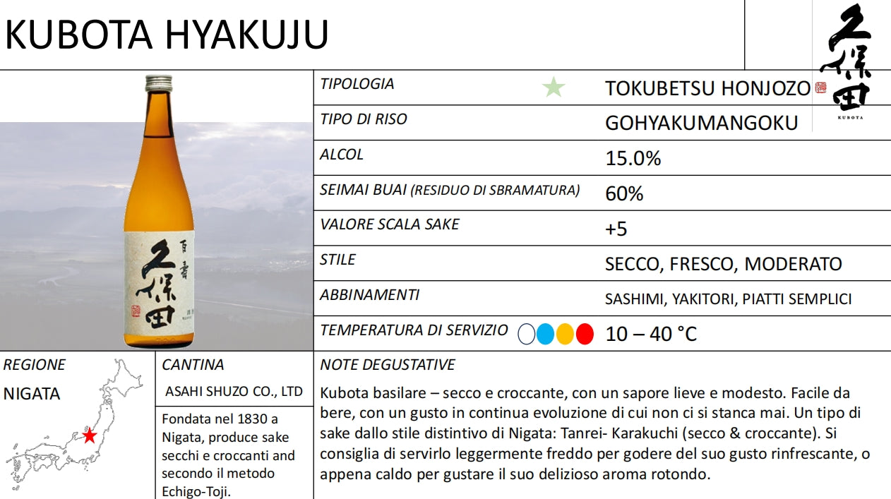 Kubota Hyakuju Honjozo 720ml 久保田 百寿