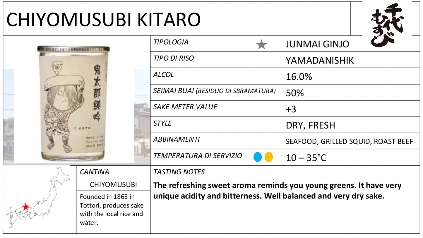 Chiyomusubi Kitaro Jungin Jumai one cup 180ml 千代むすび酒造 鬼太郎純吟