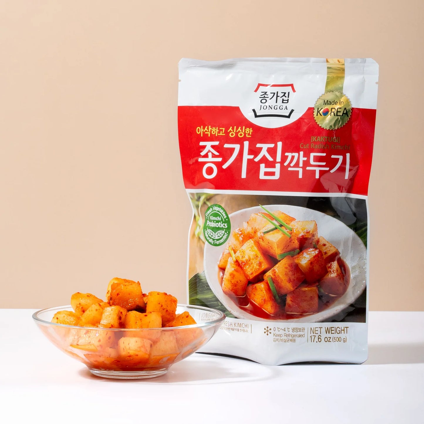 Jongga Cubed Radish Kaktugi Kimchi 500g