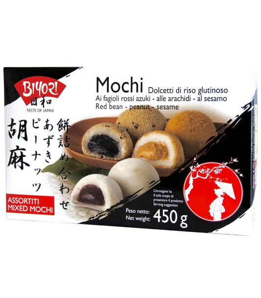 Biyori Mochi Misti 450g 日和　餅詰め合わせ(ピーナッツ、あずき、ごま)